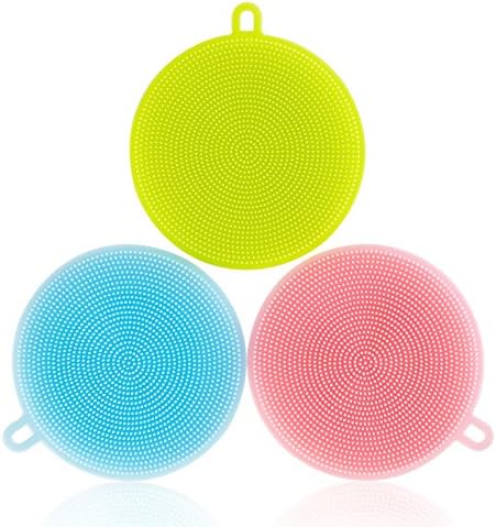 Silicone sponge wash brush antibacterial dish Food-Grade Non Stick Multipurpose Dishwashing Cleaning Towel Scrubber For Kitchen Wash Pot Pan Dish,Fruit And Vegetable (3pcs three Color)