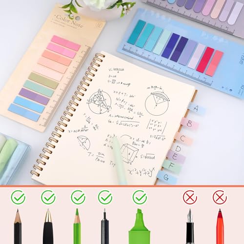 2400 Pestañas Adhesivas Índice, Marcadores de marcadores para libros Reposicionables para Lectura, Compatible con para Libros, Cuadernos, Carpetas, Oficina y Escuela