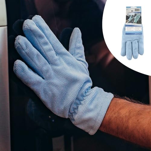 MiGlove Microfibre Gloves - Multi-Purpose Microfiber Gloves for Cleaning (Blue, One Pair of Gloves) - Automotive Interior & Home Cleaning, detailing Gloves