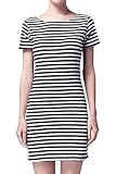 S-ZONE Casual Striped T shirt Dress For Womens,Suggest one or two Size Up