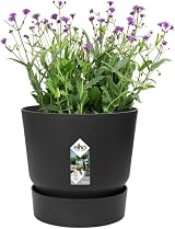 elho Greenville Round 18 Flower Pot with Integrated Water Reservoir Black view 3
