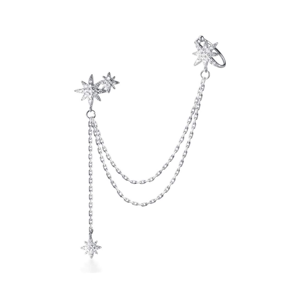 SLUYNZ 925 Sterling Silver Fashion Star Cuff Earring Chain for Women Star Crawler Earring Wrap Earrings (One Earring(Left)-A-Silver) — image 1