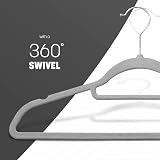 KEPLIN Velvet Hangers 50 Pack Non-Slip 360° Hook Tie Bar Space Saving view 5
