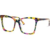 VOOGLAM Square Blue Light Glasses for Women Anti Eyestrain Dry Eyes Computer Phone TV Eyewear Lightweight Kiersten