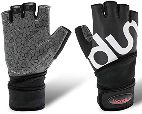 SZXKT Sports Gym Training Gloves Ultralight Breathable Anti-slip for Weight Fitness Workout Exercise Bodybuilding Wrist Wrap Support Gloves(Black)