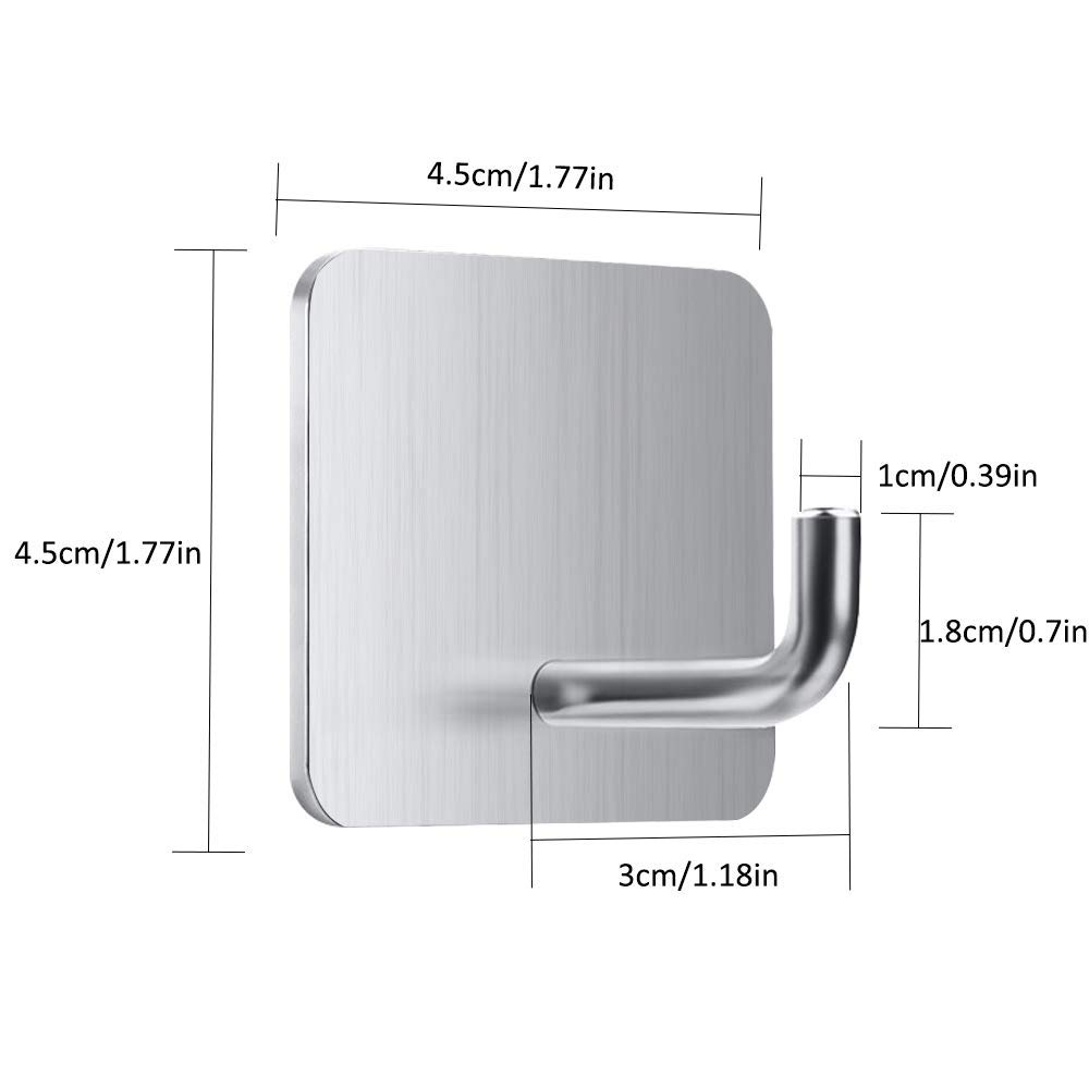 sunvito 4 Packs Wand Selbstklebend Handtuchhaken, Aufhängehaken aus Edelstahl 304 für Bad, Küche und Büro, Bademantelhaken, Key Hook, Handtuch