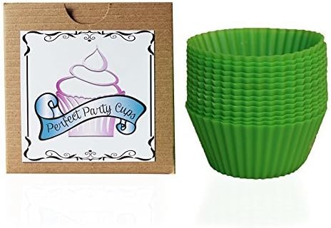 Green Silicone Baking Cups 12 Reusable Muffin Cupcake Liners Bakeware Molds