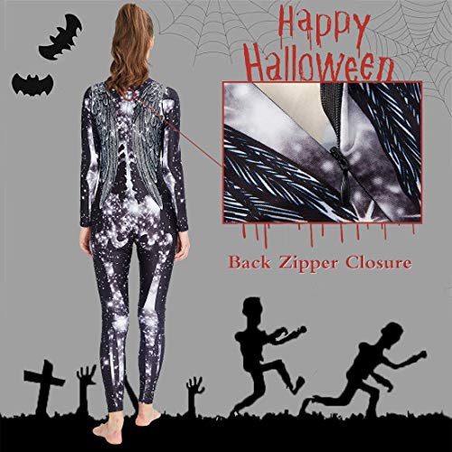 RAISEVERN Festival Clothing Schwarzer Overall Herren Damen Slim Fit Starlight Skeleton Catsuits Halloween-Kostüm