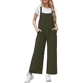 NILOUFO Overalls for Women Bib Wide Leg Jumpsuits Summer Sleeveless Adjustable Strap Rompers Loose Bib Pants with Pockets
