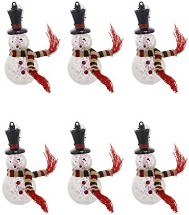Festive Classic Christmas Holiday Sparkling Snowman Wearing Scarf & Hat Ornaments, Multicolor, Medium, Set of 6, 6.5" x 3"