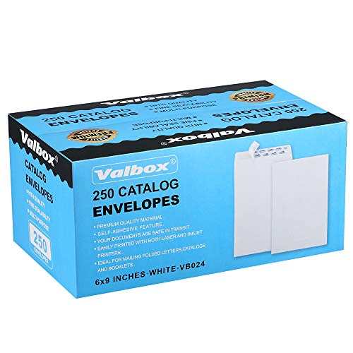 ValBox 6x9 Self Seal Security Catalog Envelopes 250 Count Small White