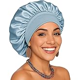 Silk Bonnet for Sleeping Women Curly Hair Bonnets with Tie Band Double Layer Reversible Sleep Bonnet Silk Hair Wrap Sleep Cap