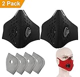 2 Pcs Anti Dust Half Face Mask with Activated Carbon Filters, PM 2.5 Windproof Cycling Facemask Washable Face Cover for Outdoor, Sports, Motorcycles, Riding - with 4 Pcs Carbon Filters