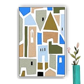 Framed Canvas Wall Art for Living Room, Bedroom Abstract House Canvas Prints for Modern Home Decoration Ready to Hang - 16"x24" inches