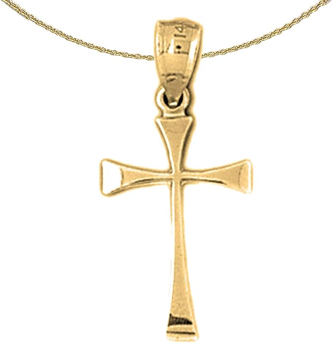 Jewels Obsession Silver Cross Necklace 14K Yellow Gold