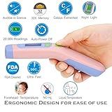 Hospital Medical Grade No Touch Non Contact Digital Infrared Temporal Forehead Thermometer + Case for Baby/Adult/Kid/Toddler/Infant/Nurse. Amplim Best Head Fever Temperature Termometro Pink Blue