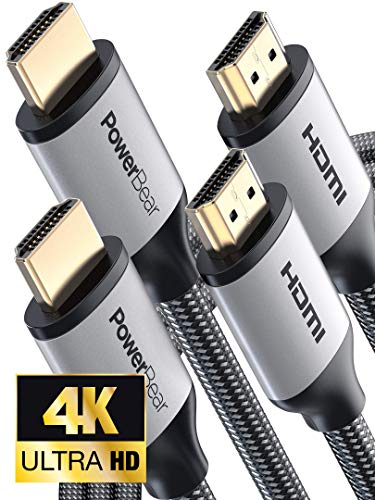 PowerBear 4K HDMI Cable 10 ft [2 Pack] Braided Nylon & Gold Connectors