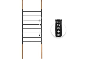 P&Bhusri Towel Warmer Stand, 8-Bar Heated Towel Rack for Bathroom (Width 21.7 in), Blanket Rack Towel Warmer, Electric Towel Drying Rack with Timer, Stainless Steel Matte Black, Plug-in