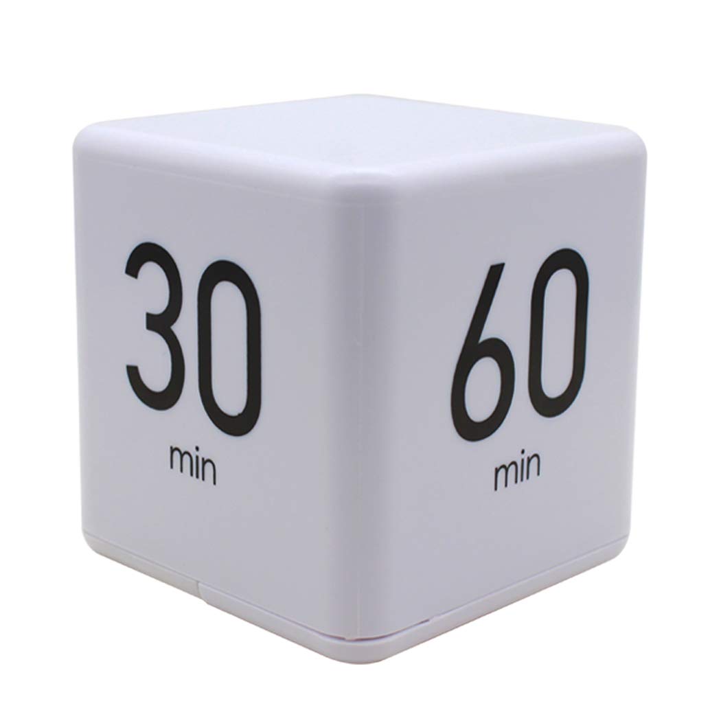 Ranvi TimeCube Timer, 15,20,30 and 60 Minutes, for Time Management, Kitchen Timer, Kids Timer, Workout Timer, White