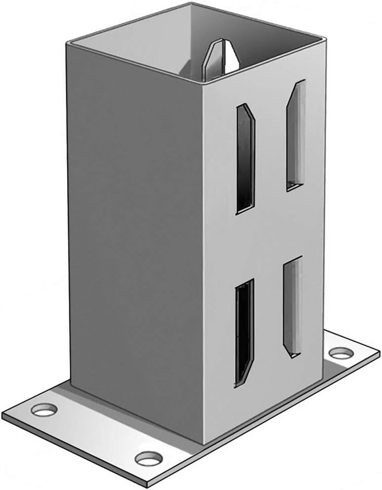 Fence Post Support Wedge Fin Grip Bolt Down 75mm Sq hot dip galvanised