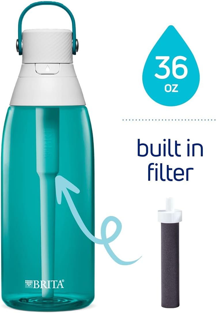 Brita Plastic Water Filter Bottle, 36 oz, Sea Glass: Kitchen & Dining