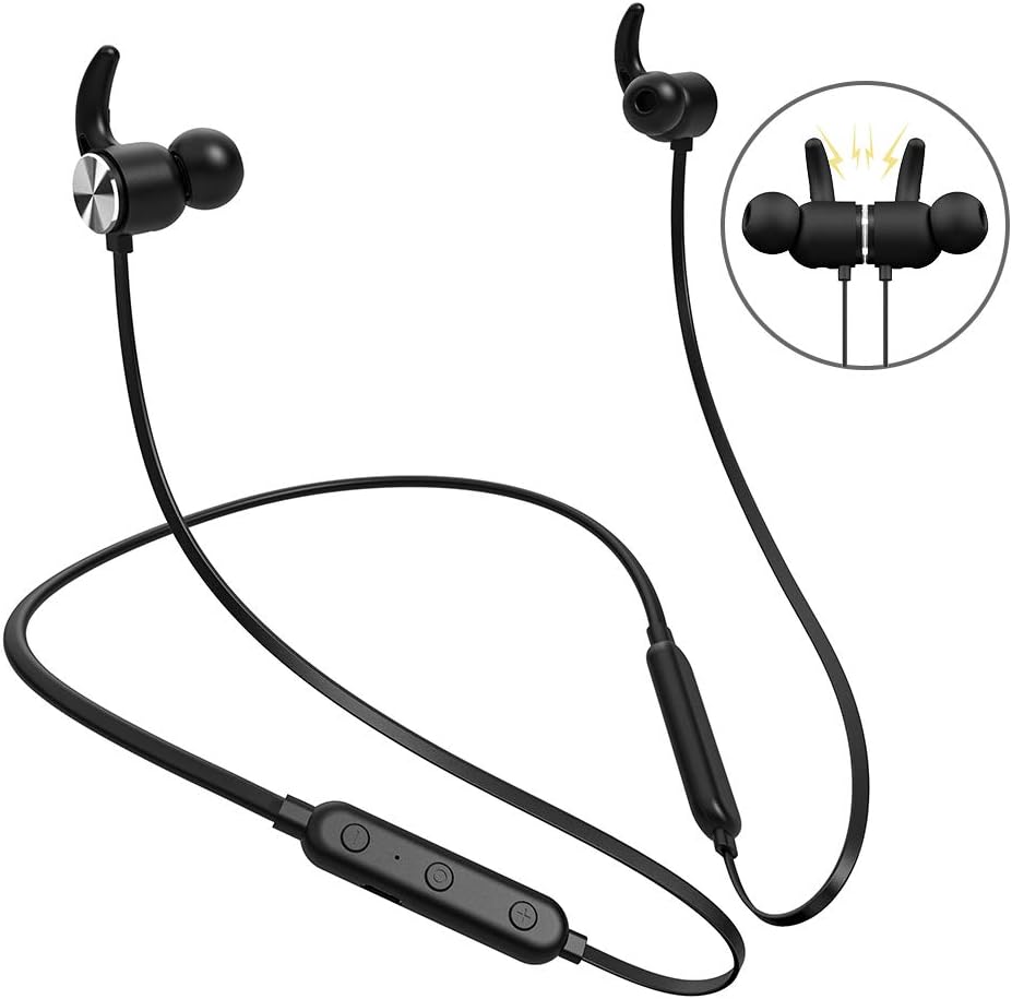Bluetooth Headphones, Wireless Neckband Headphones with Magnetic Earbuds, 8 Hours Playtime, IPX5 Waterproof, Noise Cancelling Sports Earphones, HD Stereo Bluetooth 4.2 Headset Built-in Mic