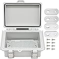 AIRTAK Mini Grey Watertight Junction Box Hinged Cover with Stainless Steel Latch Outdoor Weatherproof Custom PVC Plastic Enclosure Box for Project with Mounting Plate 5.9×3.9×2.8 inch(150×100×70mm)