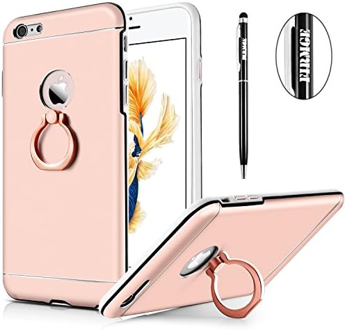 iPhone 6s Case,iPhone 6 Case,FIRMGE® [Stylus Pen] TPU Bumper Slim Fit Ultra Thin Hard Protective Cover Case with 360 Degree Rotating Ring Kickstand for iPhone 6/6s 4.7 Inch(Rose Gold)