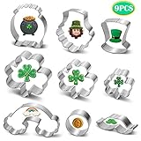 Pekaqose Cookie Cutters, St. Patrick's Day Cookie Cutters Set, Shamrock, Leprechaun, Pot of Gold, Rainbow and Hat (9PCS)