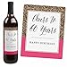 Chic 60th Birthday - Pink, Black and Gold - Birthday Gift For Women - Wine Bottle Label Stickers - Set of 4