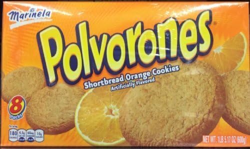 Polvorones, Orange Shortbread Cookies, 8 Count, 21.17oz Box (Pack of 2) by Marinella