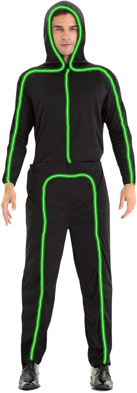 Hsctek Led Light up Stick Figure Costume Audlt, Halloween Stick Man