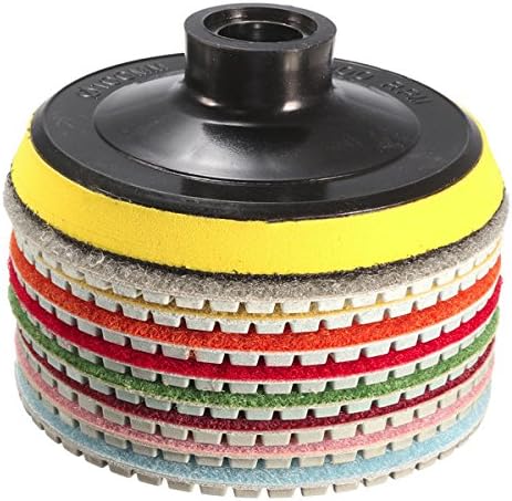Wishfive 9pcs 4 Inch 50 to 6000 Grit Diamond Polishing Pads for Granite Marble Polish