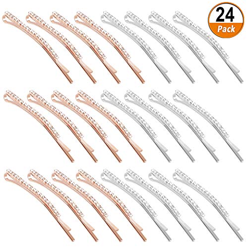 24 Pcs Rhinestone Bobby Pin Metal Hair Clips Clear Crystal Hair Pin Decorations for Lady Women Girls - Thumbnail 7