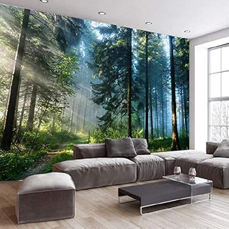 Papel pintado para pared con paisaje de bosque de Aesthetic, para sala