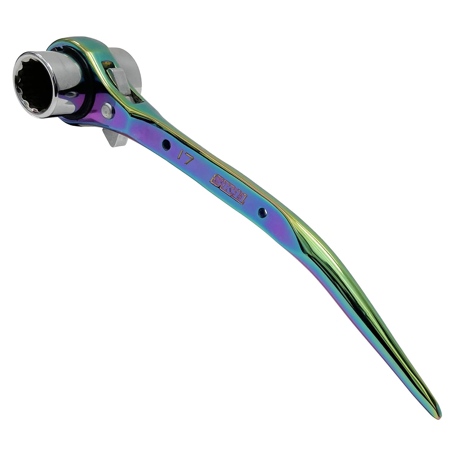 SK11(エスケー11) SPIDER 両口ラチェットレンチ スリム 曲がりシノ付き レインボー 17×21mm SPD-R1721CP商品画像