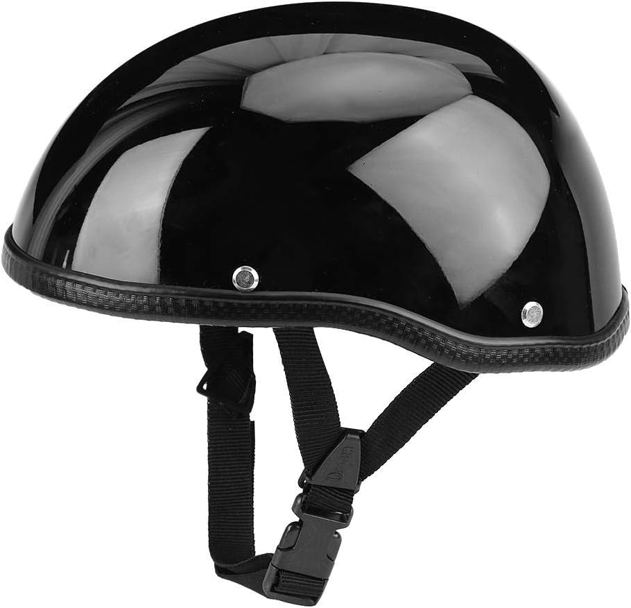 KIMISS Motorcycle Safety Helmet,Vintage Cycling Open Face Helmet Glass Fiber Hat Gloss Black for Men Women - Image 5