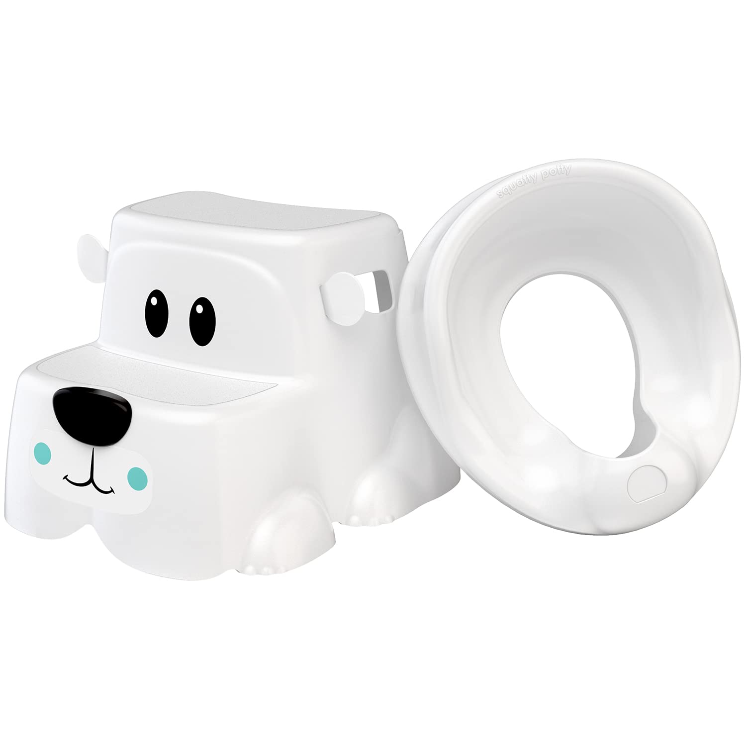 Squatty Potty Kids Toilet Step Stool Set, Potty Pet Bear Cub Base with Training Seat