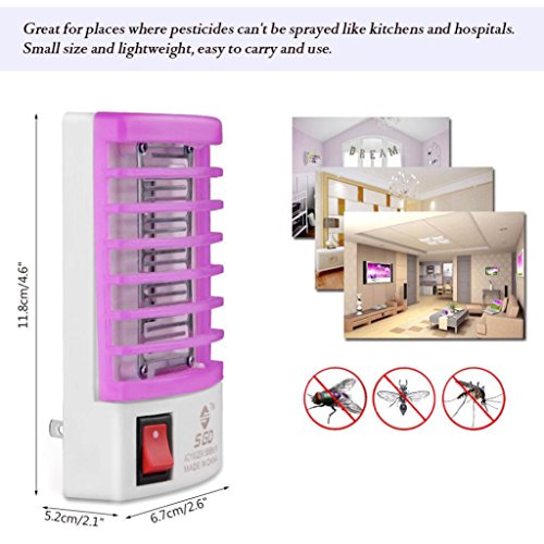 Tpingfe LED Socket Electric Mosquito Fly Bug Insect Trap Killer Zapper Night Lamp Lights (Purple) - Thumbnail 3