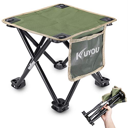 KUYOU Folding Camping Stool, Portable Outdoor Mini Chair Camping Small Seat Barbeque Stool Hold up to 220 lbs for Fishing BBQ Hiking Gardening and Beach, Travel