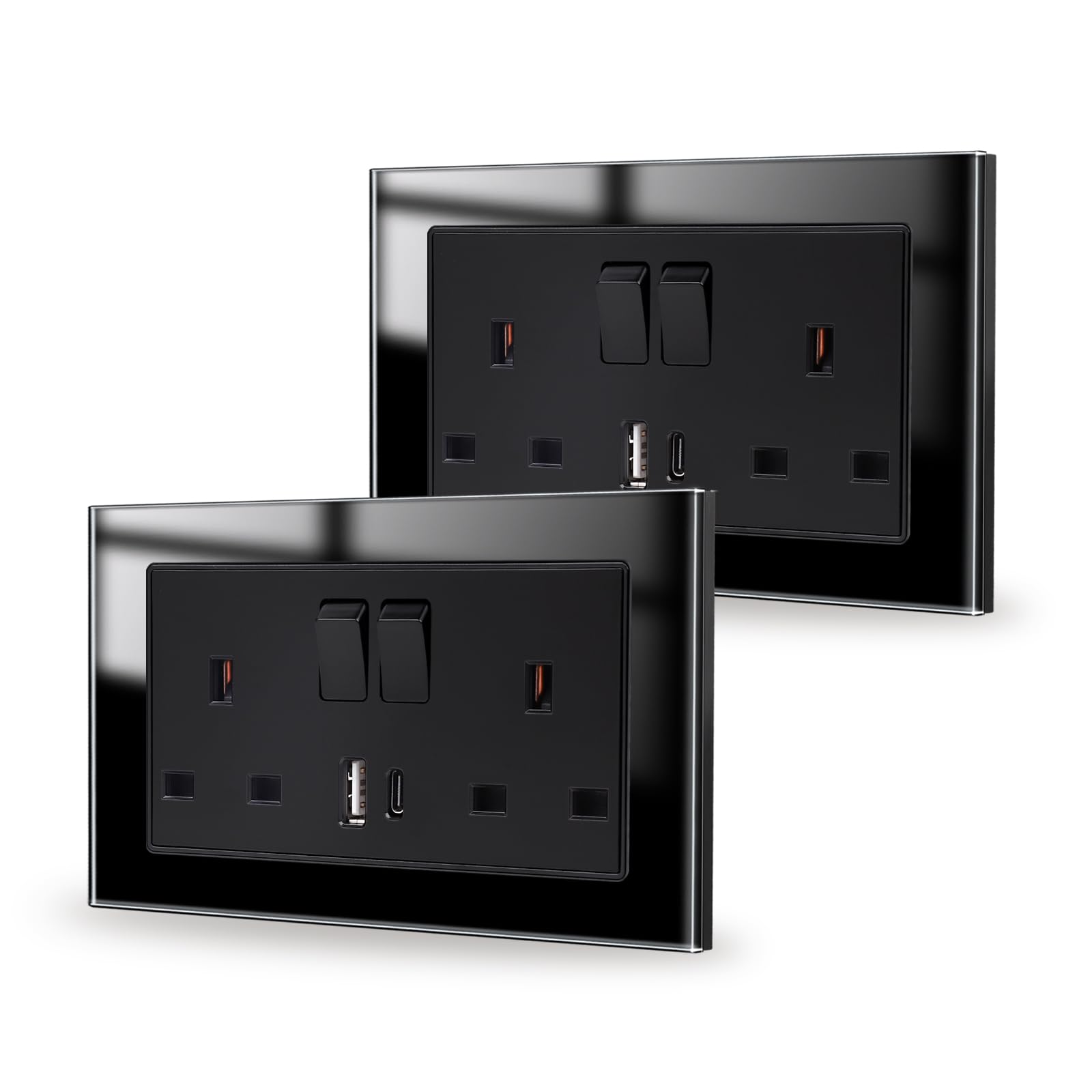 JIMEIDA Double Switched Socket Black