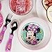 Zak Designs Minnie Easy Grip Flatware Fork And Spoon Utensil Set – Stainless Steel, Plastic, Perfect for Toddler Hands With Fun Characters, Contoured Handles And Textured Grips, Minnie Bowtique