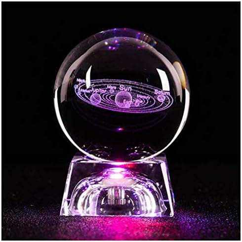 RTYUIIO Night Lights 3D Engraved Galaxy Solar System Crystal Lamp Luminous Night Light Crystal Crafts Round Sphere Home Office Table Decoration Lamp(10Cm),Starry