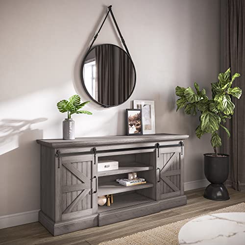 BELLEZE Modern 60 Inch Farmhouse TV Stand Entertainment Center for TVs