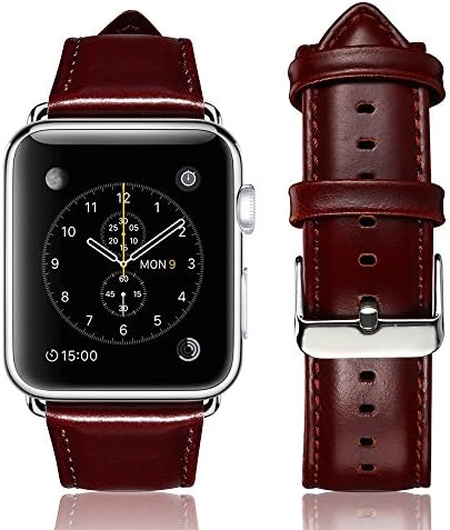 yearscase 38MM Retro Vintage Genuine Leather iWatch Strap Replacement Compatible Apple Watch Band Series 3 Series 2 Series 1 Nike+ Hermes&Edition - Red