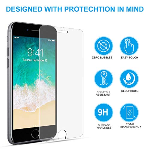 Amuoc Compatible with iPhone 7/7S Screen Protector | iPhone 8/8S Screen Protector |iPhone 6/6S Screen Protector, Tempered Glass Film for Apple iPhone 6/7 /8/6S/7S/8S 3-Pack Clear