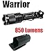 PowerTac Warrior Gen II Weapon Kit - Tactical LED Flashlight 850 Lumens, Clip-On Holster, LegionArms off set Mount, Pressure Switch