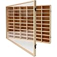 Wooden Wall Mount Display Case for Hot Wheels, with Dust Resistant Door, Matchbox 1/64 Scale Diecast Model Cars Display Storage Organizer Case, Stores up to 60 Cars
