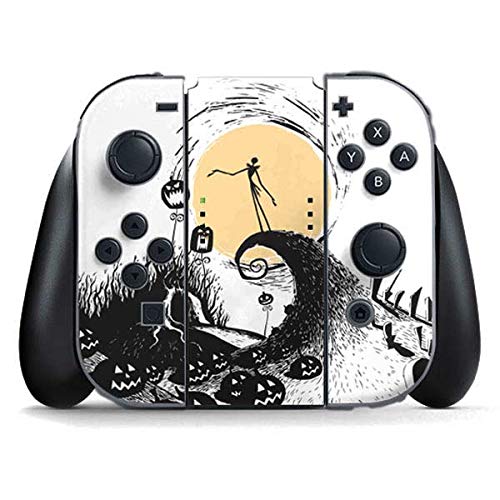 Skinit Decal Gaming Skin Compatible with Nintendo Switch Joy Con Controller - Officially Licensed Disney The Nightmare Before Christmas Jack on Spiral Hill Art Design