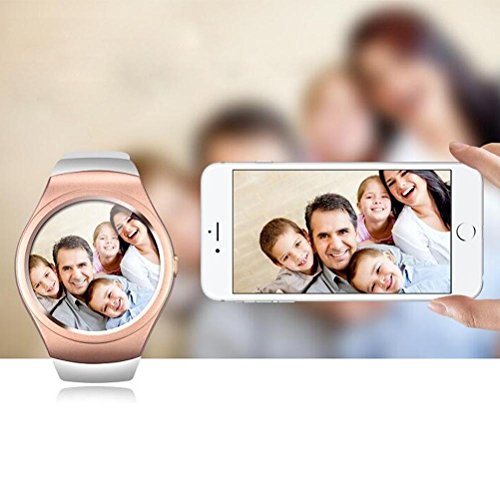 L@YC New Intelligent Circular Screen Watch Support SIM Card TF Card Waterproof Heart Rate Monitoring Smart Watch, Gold